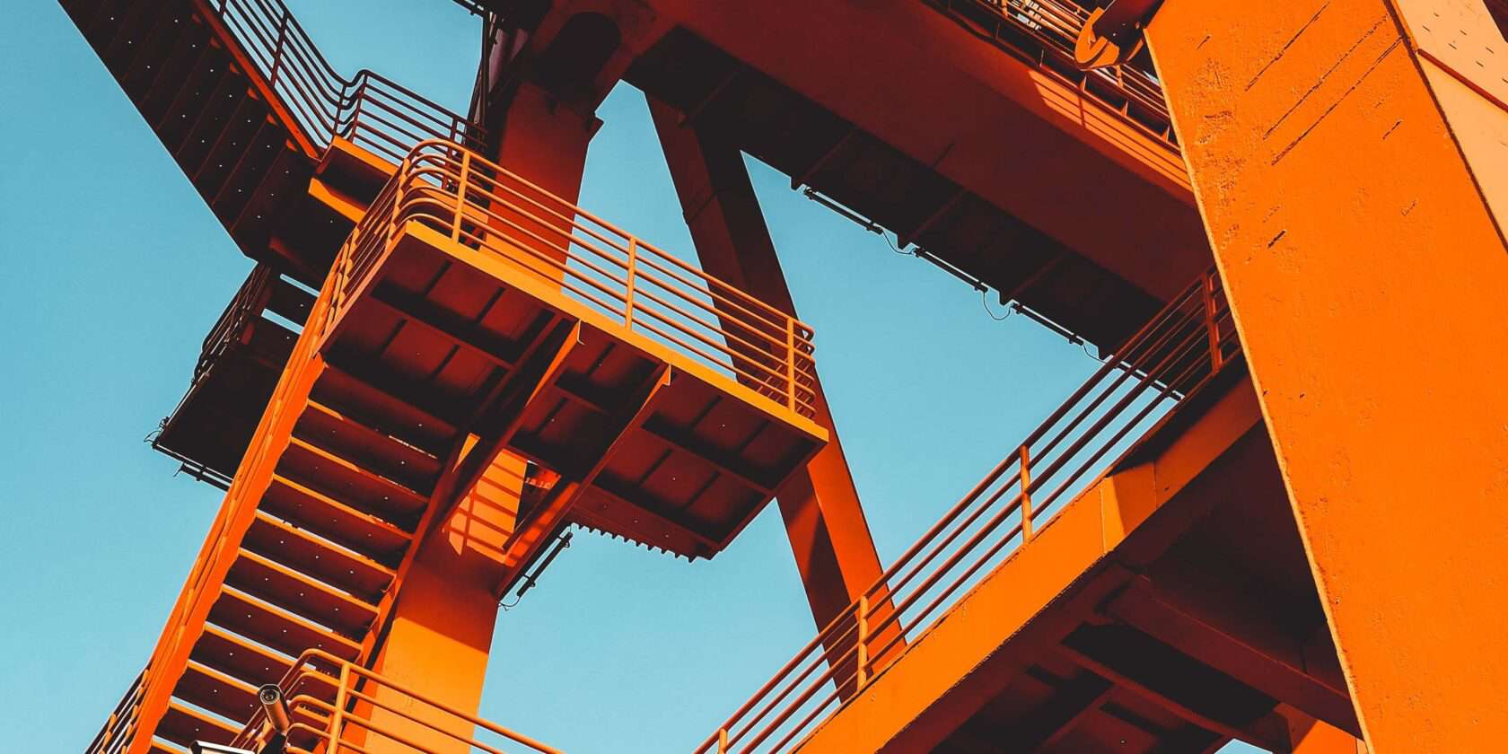 Orange staircases.