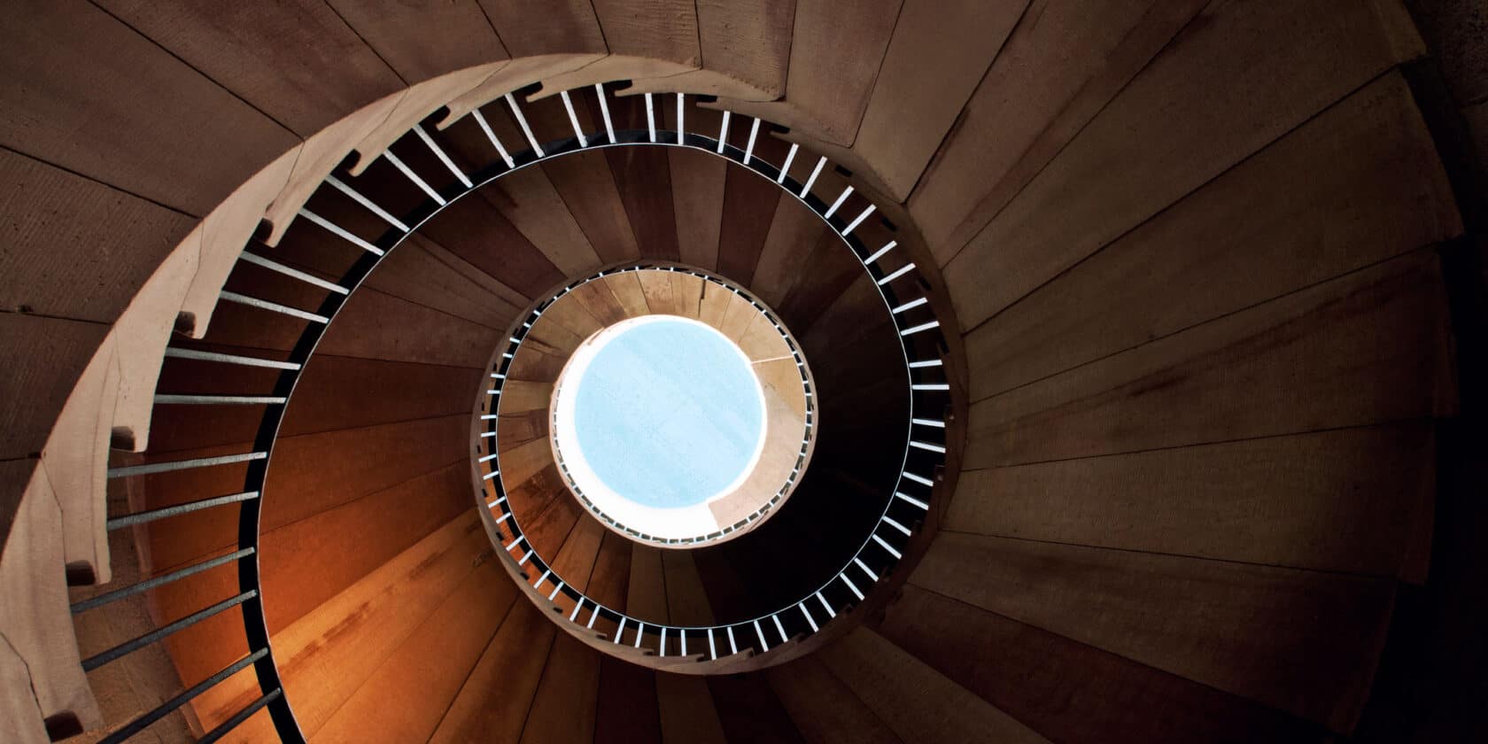 A spiral staircase.